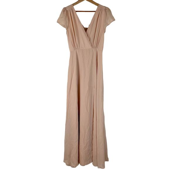 Lulus World on a String Dress Womens Medium Pink Lace-Up Maxi Short Sleeve - Picture 3 of 16